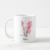 Mom August Birth Flower Gladiolus コーヒーマグカップ (左)