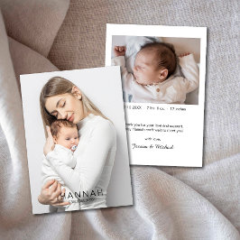 Mom & Babフォトベビー統計Birth Announcement Card 案内状