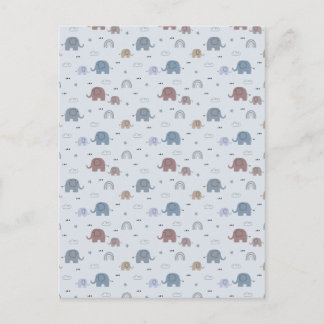 Mom & Baby Elephant Pattern Shower Curtain シーズンポストカード