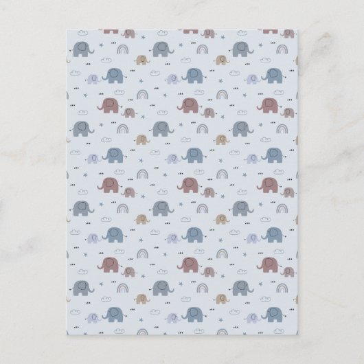 Mom & Baby Elephant Pattern Shower Curtain シーズンポストカード (正面)