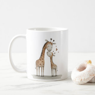 Mom & Baby Giraffe Cute Illustration コーヒーマグカップ