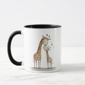 Mom & Baby Giraffe Cute Illustration マグカップ (左)