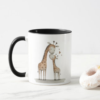 Mom & Baby Giraffe Cute Illustration マグカップ