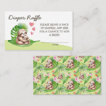 Mom & Baby Sloth Diaper Raffle Card - Insert