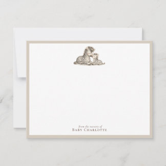 Mom & Baby Zebra Nursery Note Card  ノートカード