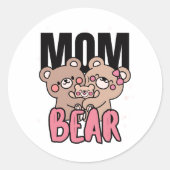Mom Bear Cute Graphic Design ラウンドシール (正面)