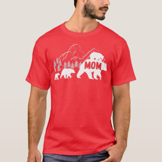 Mom Bear with Cubs Vintage Sunset - Retro Family o Tシャツ