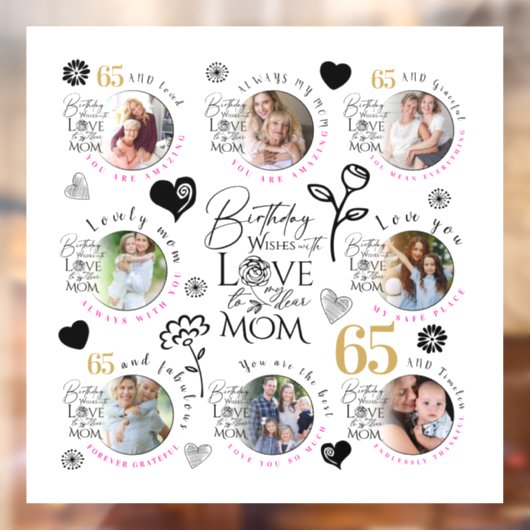 Mom Birthday Photo Collage Keepsake Typography ウィンドウサイン (シート2)