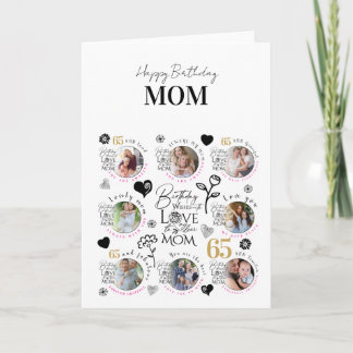 Mom Birthday Photo Collage Keepsake Typography カード