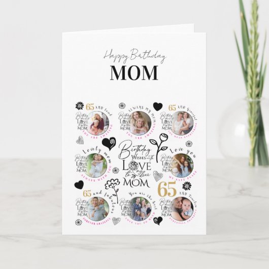 Mom Birthday Photo Collage Keepsake Typography カード (正面)