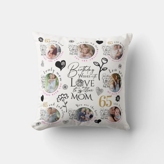 Mom Birthday Photo Collage Keepsake Typography クッション (正面)
