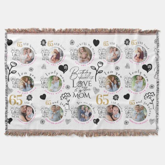 Mom Birthday Photo Collage Keepsake Typography スローブランケット (正面)