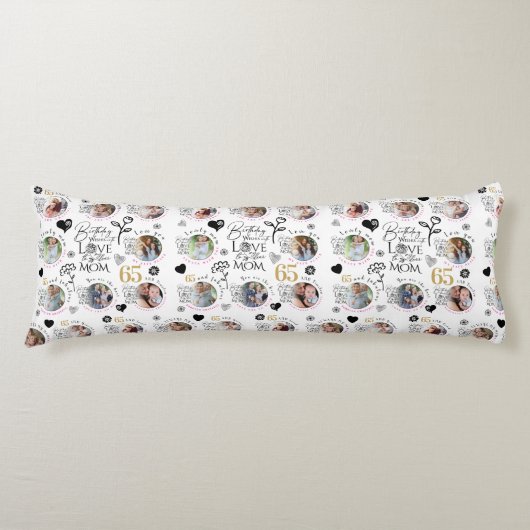 Mom Birthday Photo Collage Keepsake Typography ボディピロー (正面)