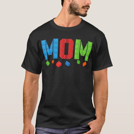 Mom Blocks Master Builder Brick Builder誕生日 Tシャツ (正面)