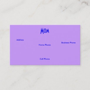 Mom Blue PurpleバラIプロファイルカード コーリングカード