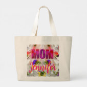 'Mom-Boss-Fire' – Diseño floral en cubos  ラージトートバッグ (裏面)