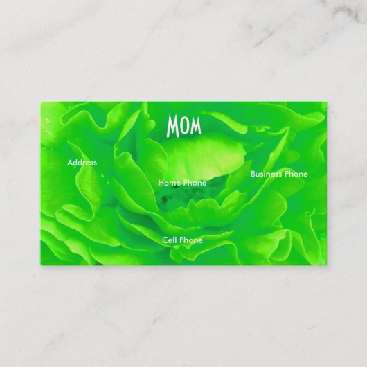 Mom Bright Green Blueバラプロファイルカード コーリングカード (正面)