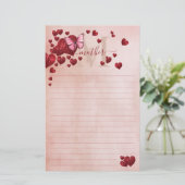 Mom Butterflyハート形の離れブーケー 便箋 (スタンド正面)