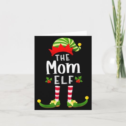 Mom Christmas Elf Matching Pajama X-mas Party  カード (正面)