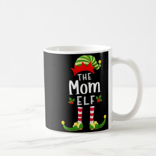 Mom Christmas Elf Matching Pajama X-mas Party コーヒーマグカップ (右)
