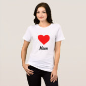 Mom - Classic Red Heart Typography トライブレンドＴシャツ (正面全面)