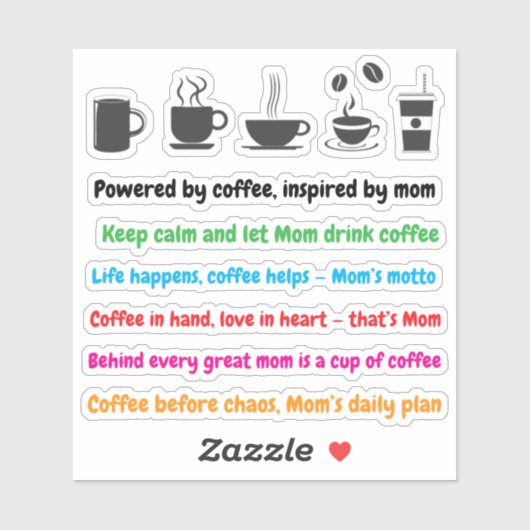 Mom Coffee Lover引用文(11 PCS)ステッおもしろいカー シール (シート)