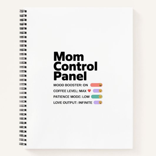 Mom Control Panel Notebook | Funny Mom Life Journa ノートブック (正面)