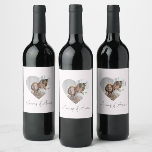 Mom Custom Name & Photo | Personalized Wine Label ワインラベル (ボトル)