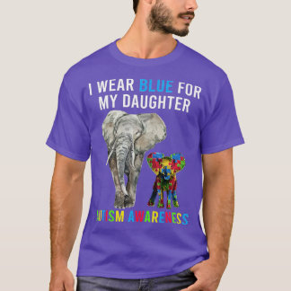 Mom Dad Autism Elephant Apparel I Wear Blue For My Tシャツ