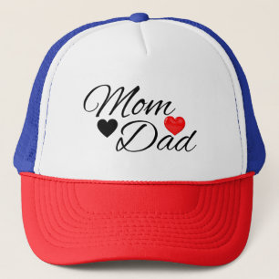Mom & Dad Hearts - エレガントなタイポグラフィ ファミリーラブ キャップ