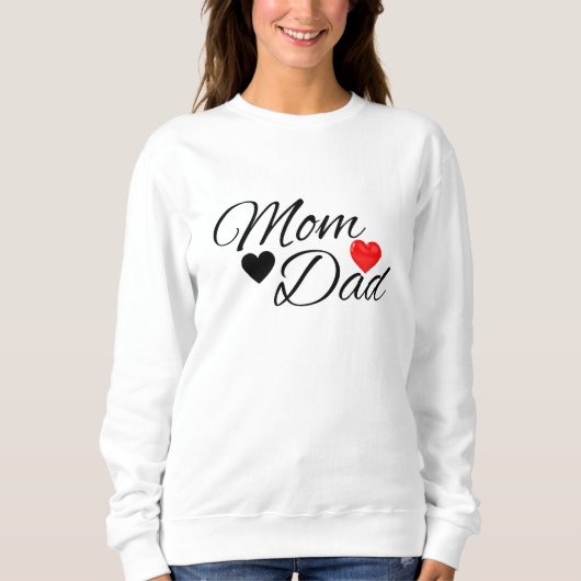 Mom & Dad Hearts - Elegant Typography Family Love スウェットシャツ (正面)