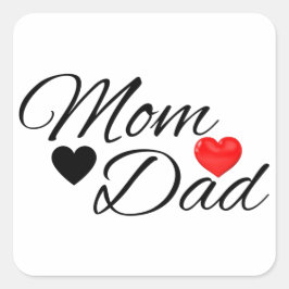 Mom & Dad Hearts - Elegant Typography Family Love スクエアシール