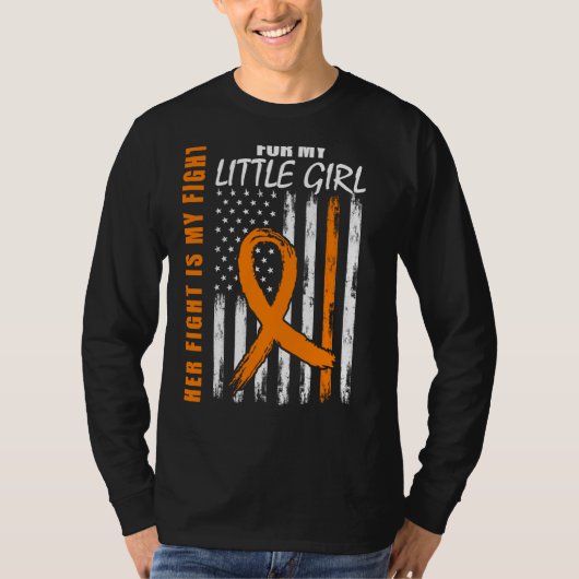 Mom Dad Little Girl Daughter Leukemia Awareness Fl Tシャツ (正面)