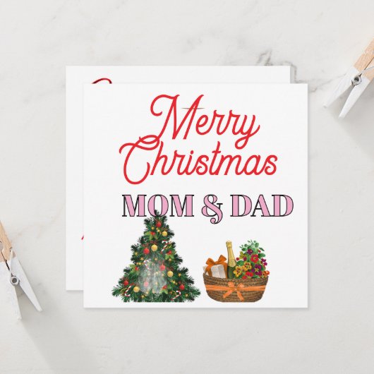 MOM & DAD Merry Christmas   カード (正面/裏面インサイチュ)