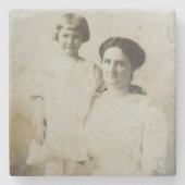 Mom & Daughter Foxed RPPC BWフォトイメージ ストーンコースター (正面)