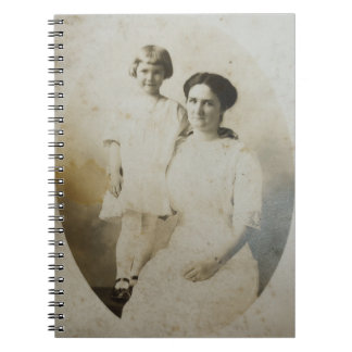 Mom & Daughter Oval Mask Foxed RPPC BWフォトイメージ ノートブック