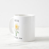 Mom December Birth Flower with Kids Names コーヒーマグカップ (正面左)