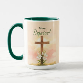 Mom Easter Rejoice Cross and Lilies マグカップ