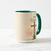 Mom Easter Rejoice Cross and Lilies マグカップ (正面右)