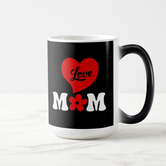 Mom elegant black & white cute red heart モーフィングマグカップ (右)