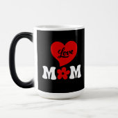 Mom elegant black & white cute red heart モーフィングマグカップ (左)