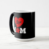 Mom elegant black & white cute red heart モーフィングマグカップ (正面左)