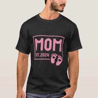 Mom Est 2024かわいいMom 2024ベビーリビール Tシャツ