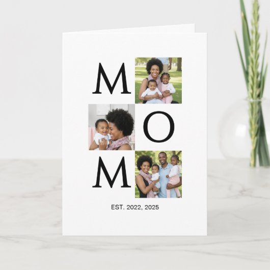 Mom Est Established Caps 3 Photo Mothers Day シーズンカード (正面)