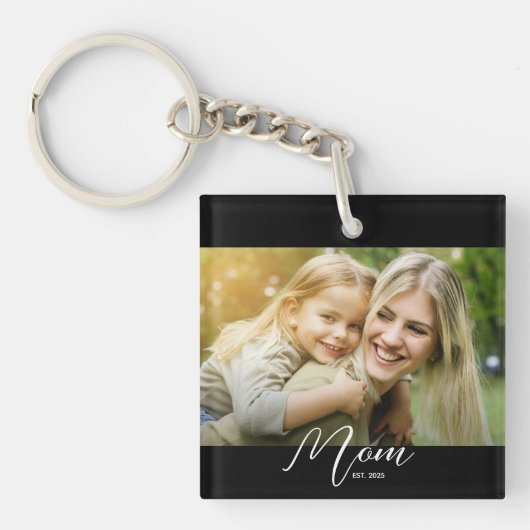 Mom Est. Photo New Mom Gift Keychain キーホルダー (正面)
