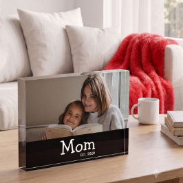 Mom Est Saying ホワイト ふんわりフォント フォトブロック