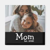 Mom Est Saying ホワイト ふんわりフォント マグネット (正面)