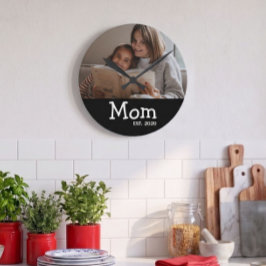 Mom Est Saying ホワイト 気まぐれフォント ラウンド壁時計