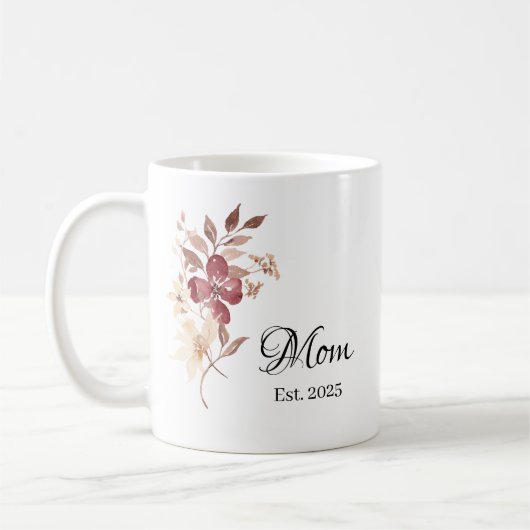 Mom Est. Year – New Mom Milestone Gift コーヒーマグカップ (左)
