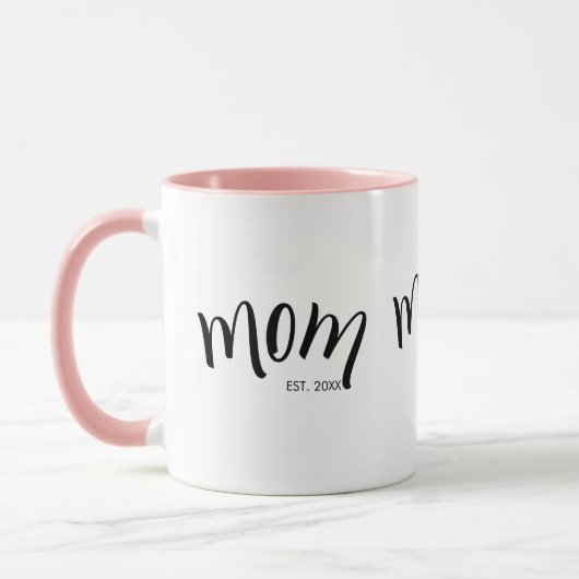 Mom Established かわいいオシャレな記念イヤー マグカップ (左)